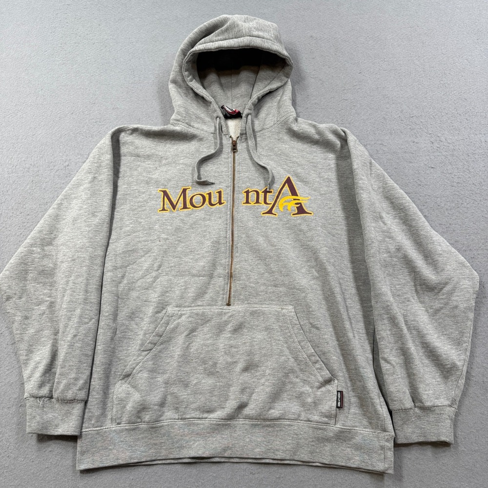 Mount Allison University Hoodie Men's XL Gray Half Zip Hotline Fleece Collegiate